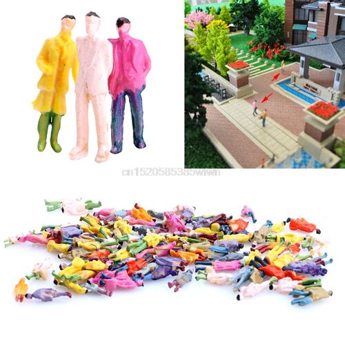 100Pcs 1:87 Building Layout Model People Train HO Scale Pain