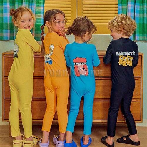Summer Baby Swimwear Cartoon Kid Long Sleeve One Piece Girls