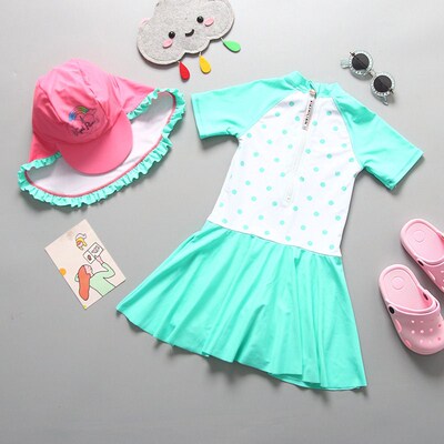 2022 NEW Princess Dress Swimsuit Green and White Love Cute G