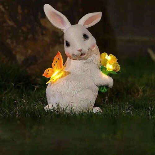 Bunny Solar Lights Pathway Animal Sculpture Garden Outdoor
