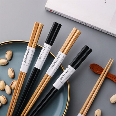 1 Pair Japanese Hexagonal Wooden Chopsticks Slub Design Sush