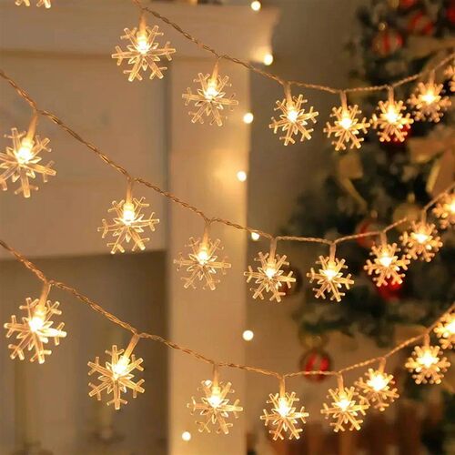 1pc LED Christmas Snowflake String Light Indoor & Outdoor Ha