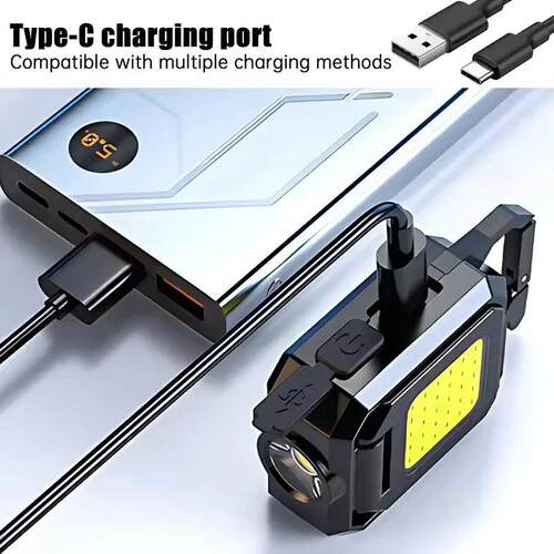 Flashlight Keychain Light COB Work Light USB Rechargeable La