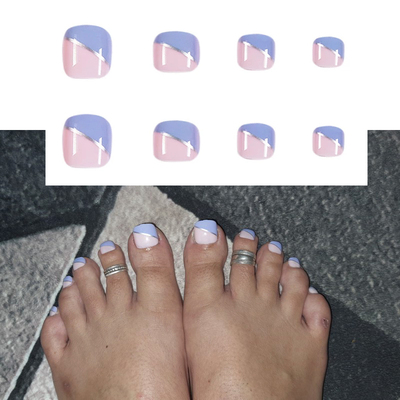 24pcs Purple False Toe Nails Summer Full Cover Wearing Toe N