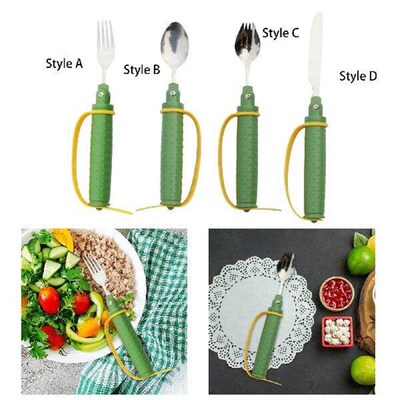 Easy Grip Spoon Fork Anti Slip Stainless Steel Anti shaking