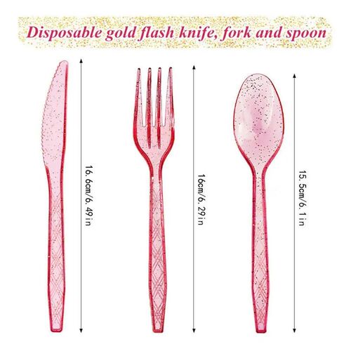 48pcs/Set Plastic Cutlery Spoons Forks Knife Flatware Reusab