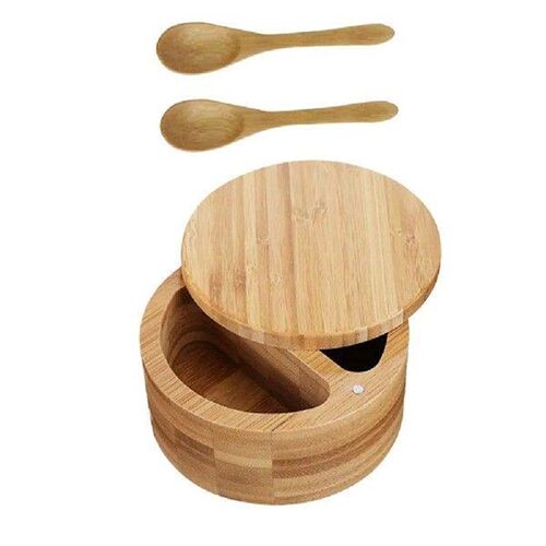 Bamboo Seasoning Jar Condiment Pots Kitchen Salt Container
