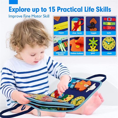 Toddlers Travel Busy Board for Boys Girls Montessori Toys fo
