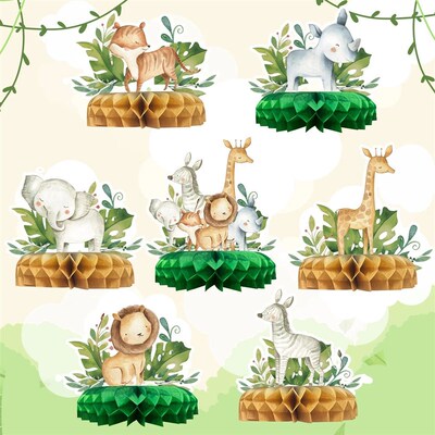 Jungle Animals Honeycomb Desktop Decor Jungle Birthday Party