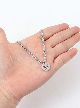New Fashion Round A-Z Initial Letter Pendant Necklace Men