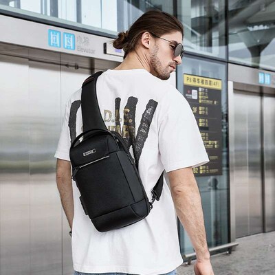 Chest Bag Mens Business Crossbody Bag Mens USB Anti-theft