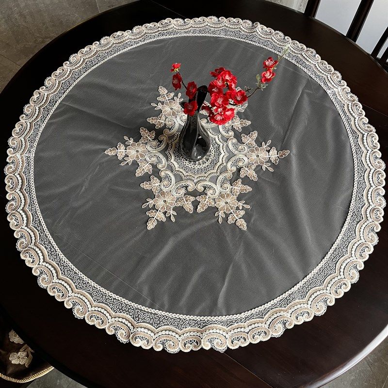 2023新款欧式蕾丝绣花桌布餐桌茶几桌旗圆桌桌布床旗五斗柜盖巾,居家布艺,桌布,淘宝优惠券,粉丝福利购,淘宝优惠卷