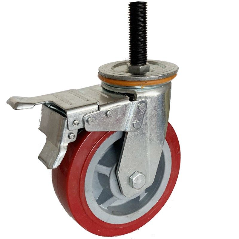 M1重型加长丝杆轮尼龙聚氨酯包胶万向轮螺纹机械承重刹车脚轮子,基础建材,脚轮/万向轮,淘宝优惠券,粉丝福利购,淘宝优惠卷