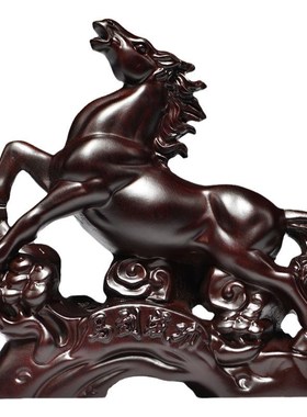 黑檀木马摆件红木马摆件工艺品实木雕刻木质马到成功客厅饰品家居