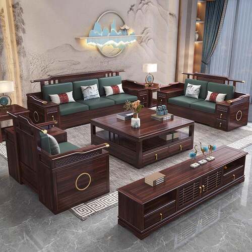 新中A61#沙发乌式木实木沙发组合大户型客金厅别墅冬夏两用储物全