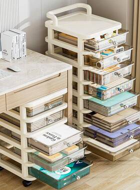 室抽式件收纳柜办公文桌下文具柜带轮家用客屉厅UUY多层零食柜储