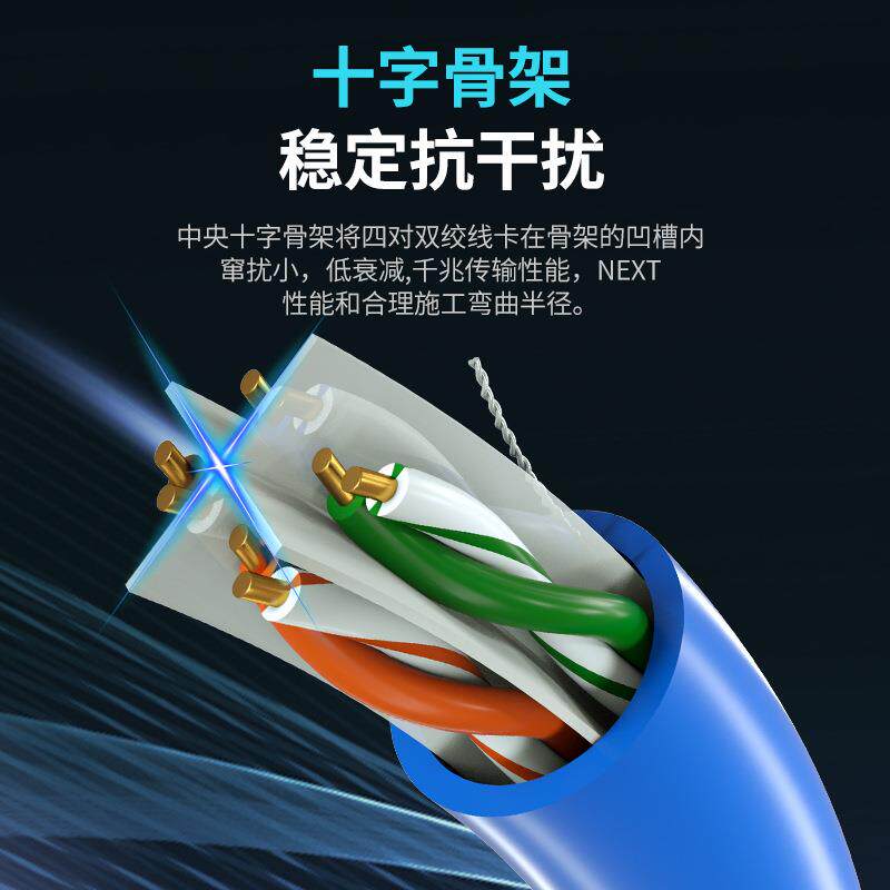 千兆超类网线无氧铜CAT6A八E芯双双屏蔽PO六监控网络线绞UOF线300