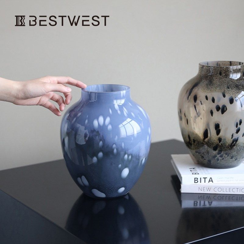 中古玻璃花瓶摆件客厅插花复古创意中式水培鲜花器皿黑色艺术高级,家居饰品,花瓶,淘宝优惠券,粉丝福利购,淘宝优惠卷