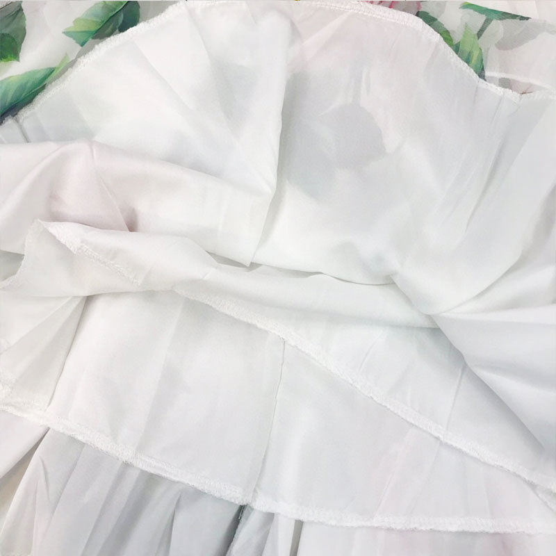 高端女童长袖连衣裙春秋新款儿童雪纺大摆裙女孩花朵公主裙中大童