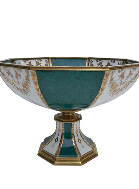 欧式陶瓷配铜餐厅纸巾盒果盘创意客厅茶几花瓶台灯装饰品桌面摆件