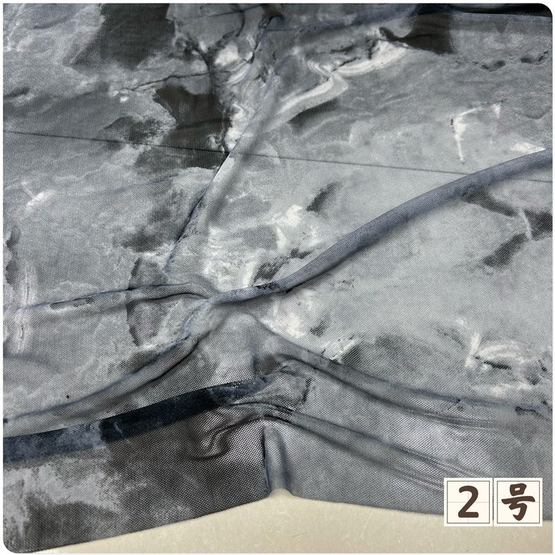 2023薄软高弹力水墨风网纱布料透打底衫短袖旗袍连衣裙服装面料