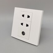 86型二孔电源加电视闭路插座二眼插10A2孔插座带TV口有线数字面板