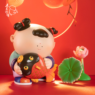 大美术馆 杨柳青年画娃娃《莲年有余》传统民俗手办桌面摆件礼物