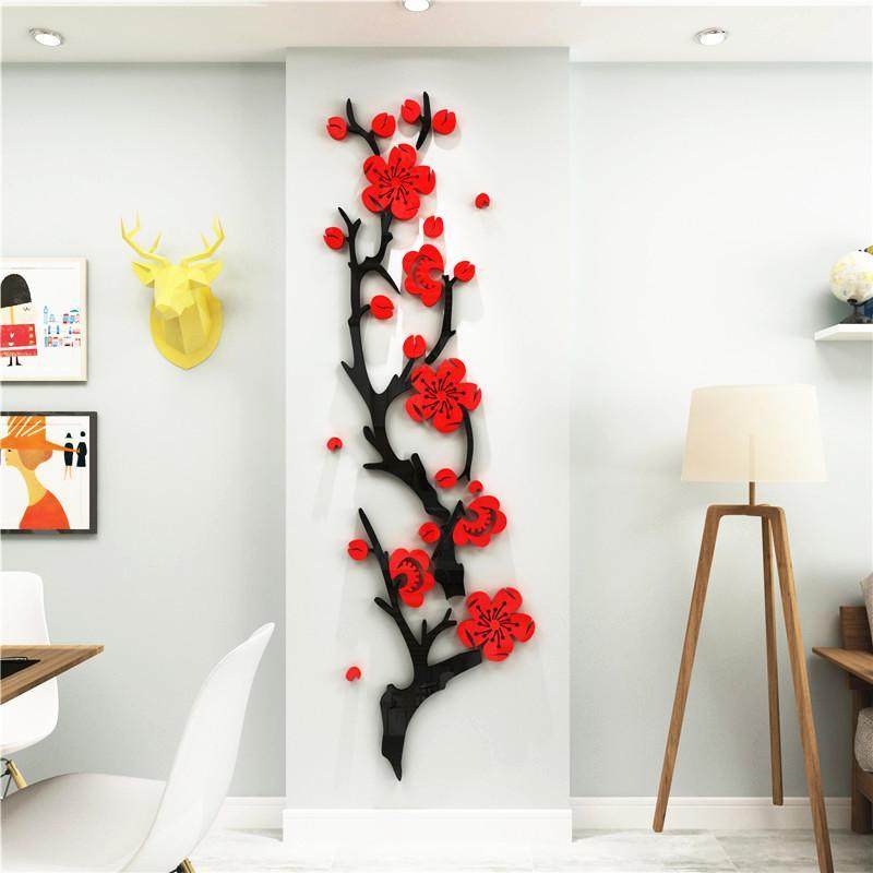 3d立体亚克力墙贴电视背景墙壁画客厅玄关走廊装饰画贴纸自粘梅花