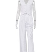 Set Fash White 2023 Women For Piece Two Linen Summer Clacive