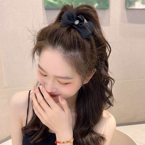 AB Double-sided Bow Mesh Grab Clip Super Fairy Bangs Clip Hi