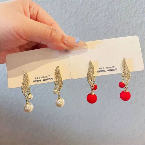 2023 New Classic Elegant Imitation Double Pearl Dangle Earri