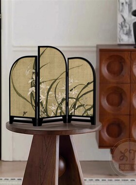 中式国风装饰画 划桌面小屏风摆件茶室饭厅布置画 划复古电视柜斗