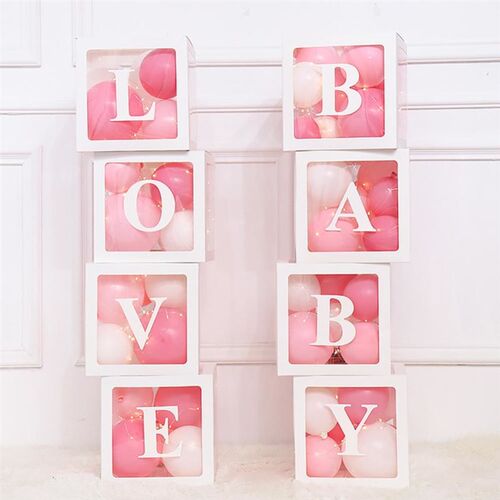Baby Shower Decorations Boy Girl 30cm Transparent Box First