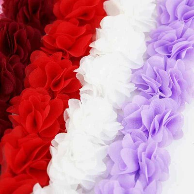 (1 meter) Chiffon lace fabric Webbing Decoration flower gift