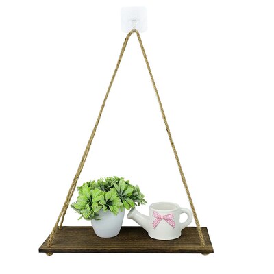 New Wood Swing Hanging Rope Wall Mounted Floating Shelves Ho
