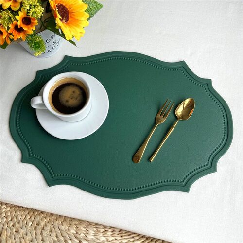 Leather Placemat Tableware Pad Irregular Retro Table Mat Hea