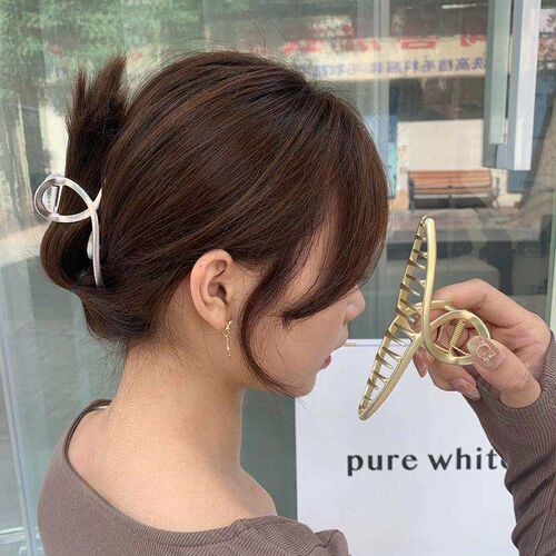 Simple Matte Metal Grab Clip Large Back Head Clip Elegant an
