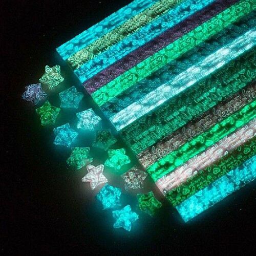 210 Sheets Luminous Origami Stars Paper 10 Colors Strips