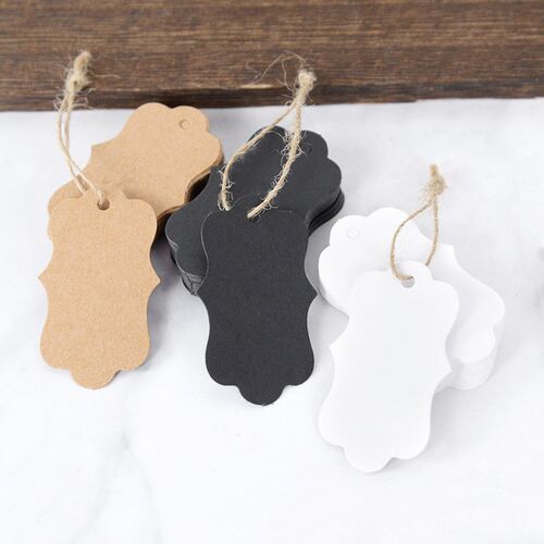 100pcs Blank Gift Tag Kraft Paper Hang Tags Label with Ropes