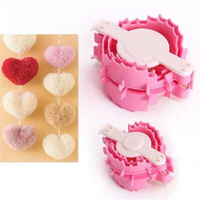 2X Size L+S Heart Pom Pom Maker Baby Fluff Ball Knitting