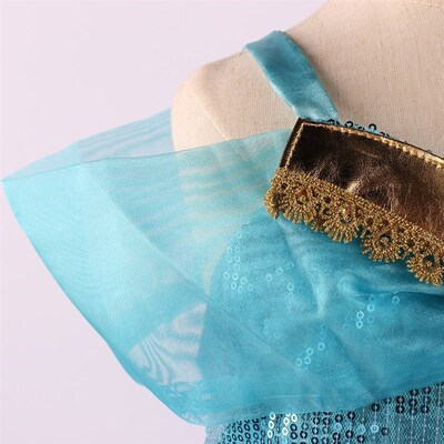 Girls Jasmine Costume Arabian Princess Dress Kids Birthday P