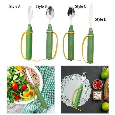 Easy Grip Spoon Fork Anti Slip Stainless Steel Anti shaking