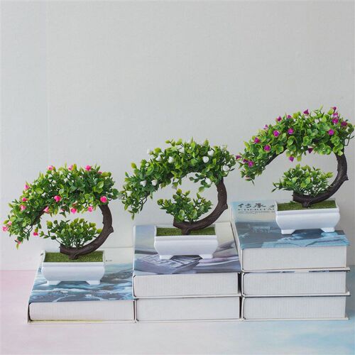 Artificial Plants Potted Bonsai Green Small Tree Plants Fake