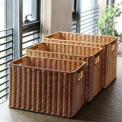 Woven Basket Rattan imitation Container Books Storage Clothe