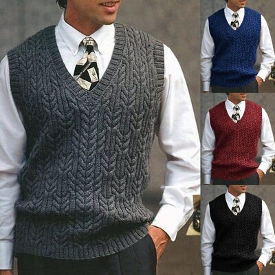 Net Small Batch Knitted Waistcoat Mens Twisted V-neck Sweat
