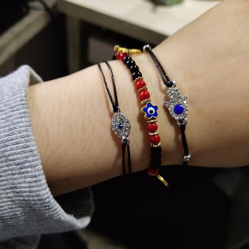 Rinhoo New Fashion Handmade Vintage Rhinestone Palm Blue Evi