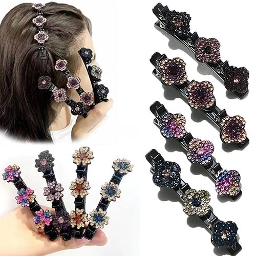 New Fashion Sparkling Crystal Stone Hairpin 3 Flower Hair Cl