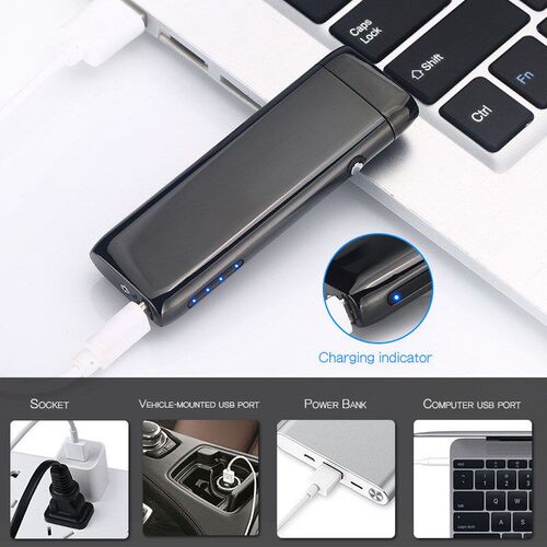 Women Dual Arc Metal USB Lighter细长金属女士点烟器礼物Gift