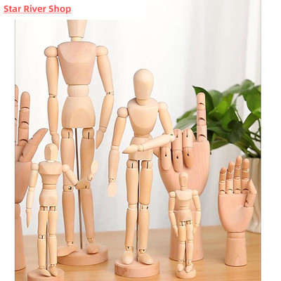 Wooden Hand Figurines Rotatable Joint Model Drawing Sketch M