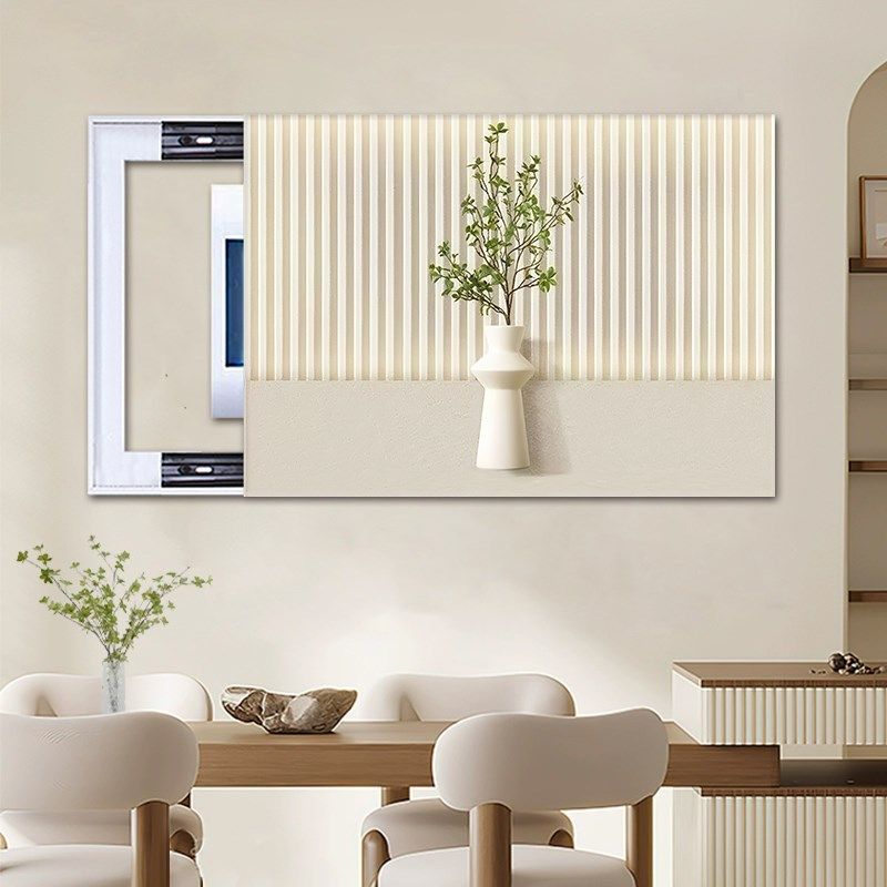 奶油风超薄电表箱装饰画钢化玻璃面创意遮挡配电箱网线盒20新款,家居饰品,现代装饰画,淘宝优惠券,粉丝福利购,淘宝优惠卷